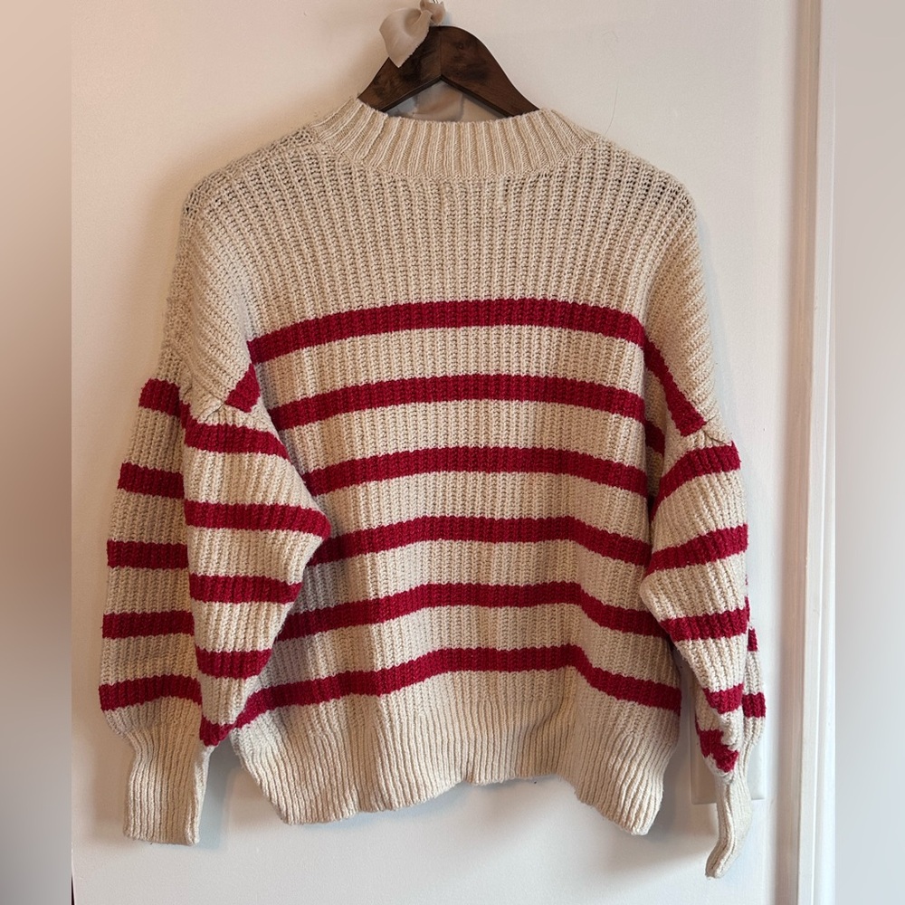 Old Navy Red and Cream Striped Sweater - Picture 3 of 6